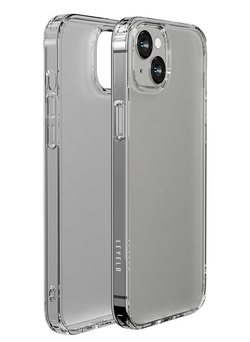 ليفيلو جراب خلفي غير لامع لهاتف iPhone 14 Plus من Lucu / مقاوم للخدش 3H / حواف مقاومة للصدمات / حماية من السقوط والصدمات - شفاف غير لامع - Image 1