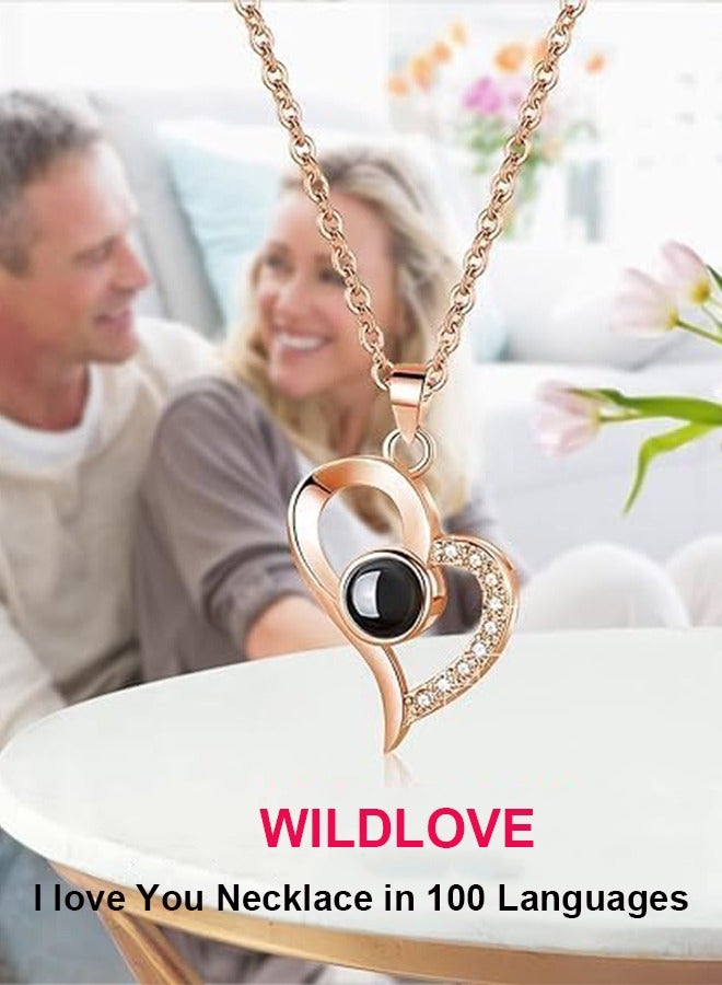 مكعب جي مجموعة هدايا مصنوعة يدويًا من وردة حقيقية محفوظة مع قلادة على شكل قلب، أحبك بـ 100 لغة، مناسبة للأم/الابنة/الزوجة، لحفلات الزفاف/أعياد الميلاد والمزيد - Image 3