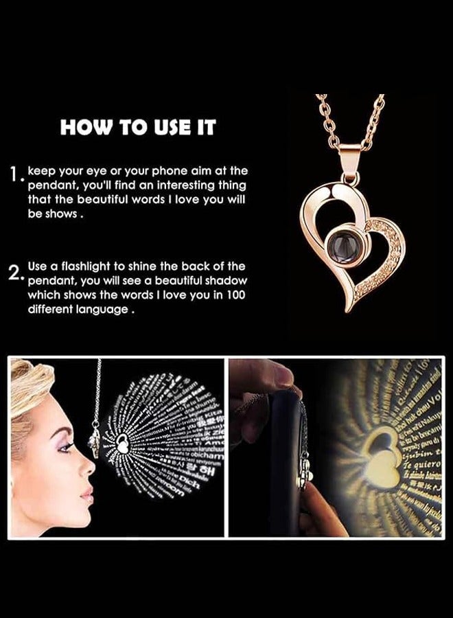 مكعب جي مجموعة هدايا مصنوعة يدويًا من وردة حقيقية محفوظة مع قلادة على شكل قلب، أحبك بـ 100 لغة، مناسبة للأم/الابنة/الزوجة، لحفلات الزفاف/أعياد الميلاد والمزيد - Image 4