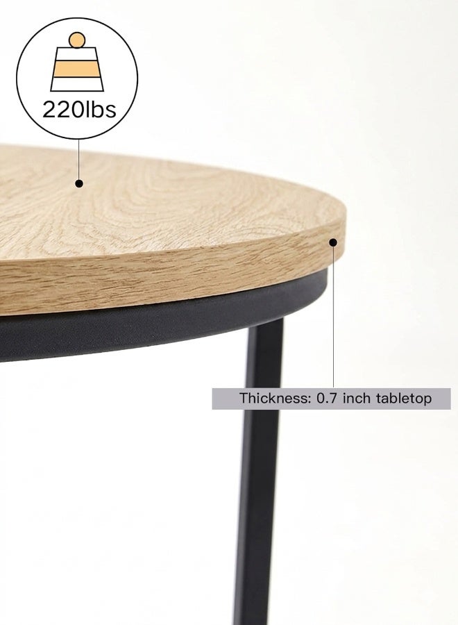 Ammar Space 3PCS Round Nesting Coffee Table Set, Wooden Side Tables with Metal Frame, Modern End Table Set for Living Room, Space Saving Stackable Tables - Image 5
