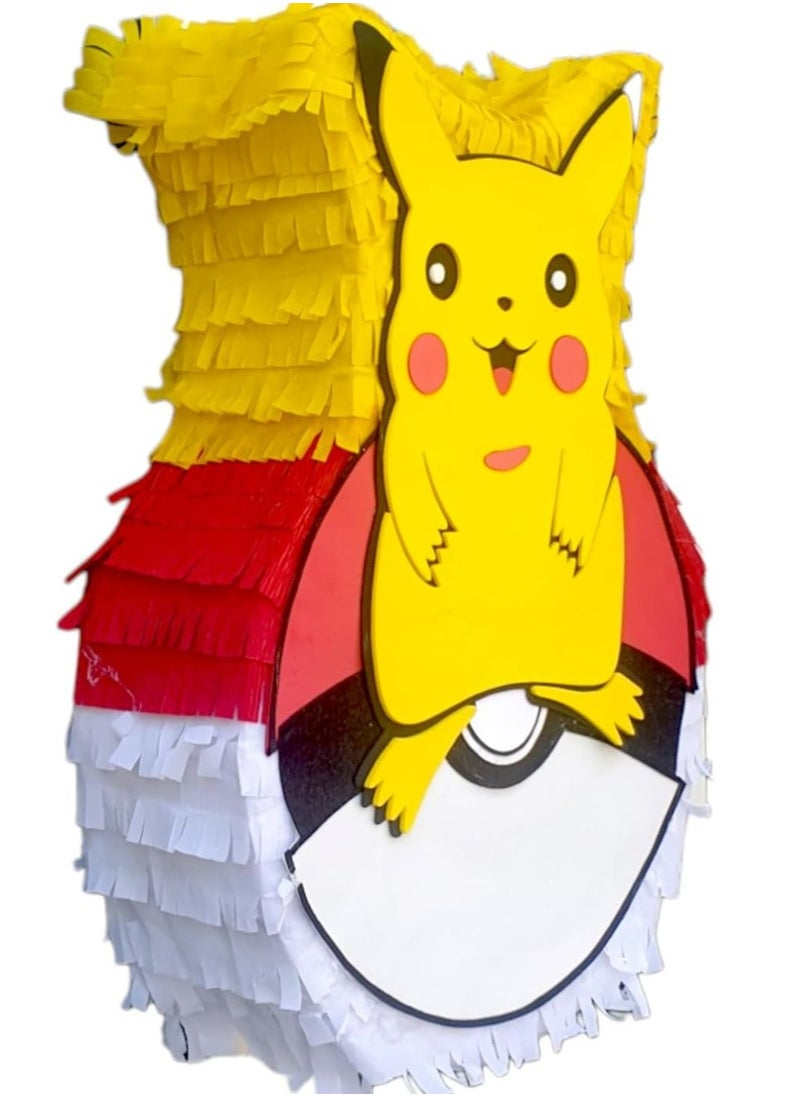 Tamona Pokémon Themed Pinata, Party Favors Kids, Party Supplies Decorations, Fillable Candy Favors, Indoor & Outdoor Celebrations Interactive Cartoon, Pikachu Customized Pinata with Assorted Stickers Tattoo  - Image 4