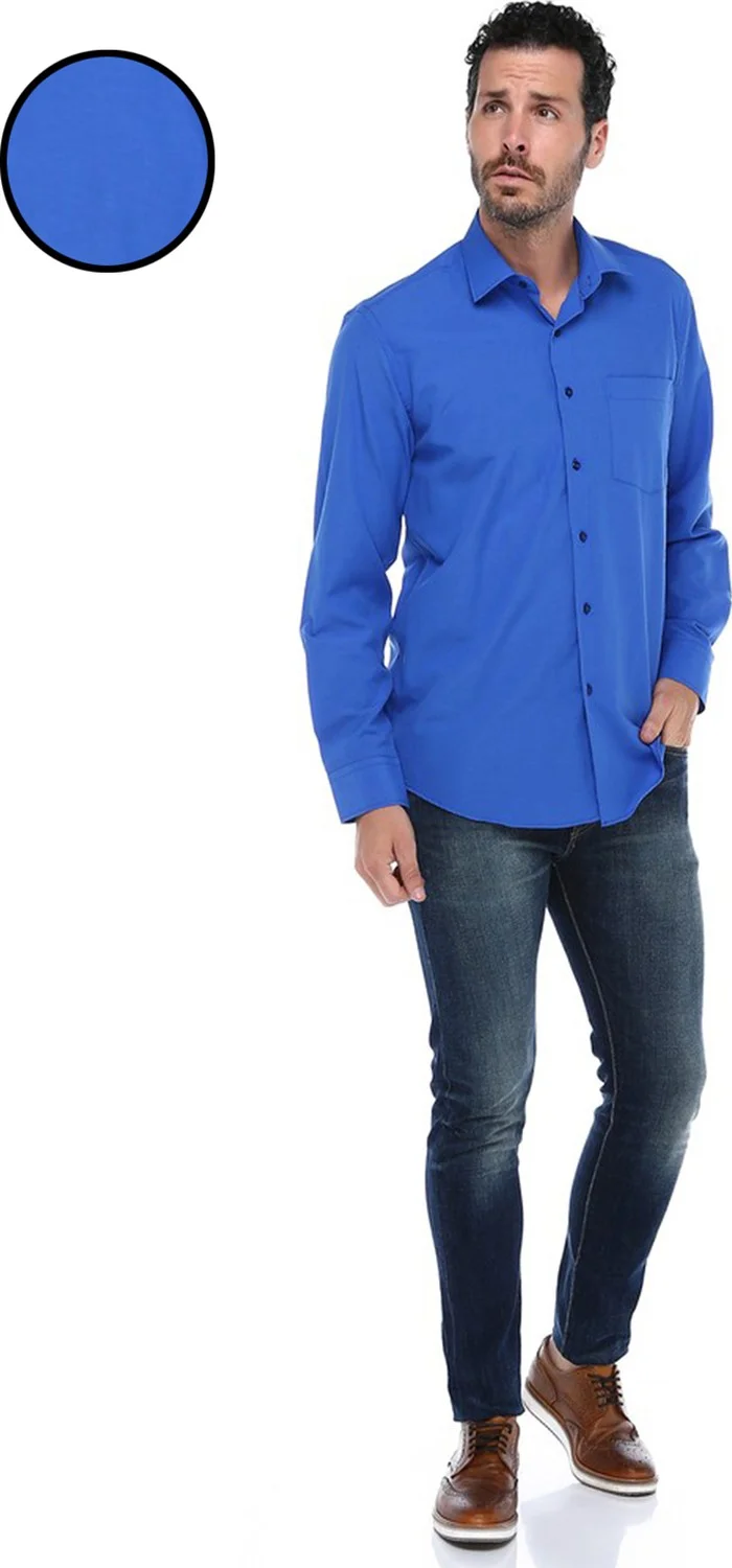 فاريتا Men's Parlament Color Classic Cut Pocket Straight Long Sleeve Shirt