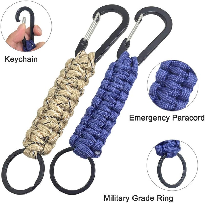 SENHAI 5 Pcs Paracord Keychains with Carabiner, Braided Lanyard Ring Hook Clip for Keys Knife Flashlight Outdoor Camping Hiking Backpack Fit Men Women - 5 Colors - Image 4
