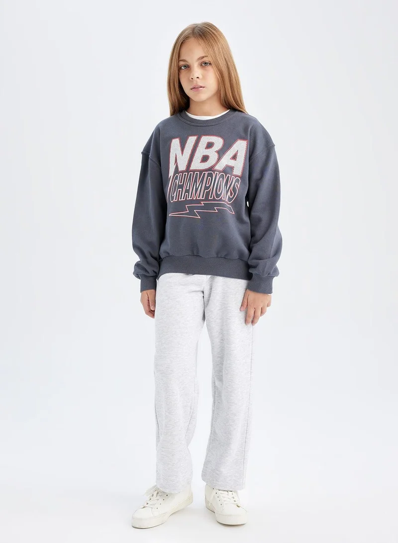 DeFacto  Nba Wordmark Oversized Fit Crew Neck Sweatshirt  | Best Price UAE