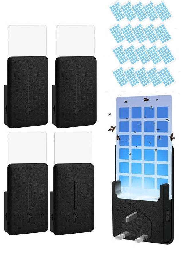 Arabest Fly Insect Trap with 20Pcs Adhesive Cards, Indoor Gnat Catcher Captures Houseflies, Fruit Flies, and Gnats, Plug-in Moths Killer with Night Light for Buzz-free Home（Black） - Image 1
