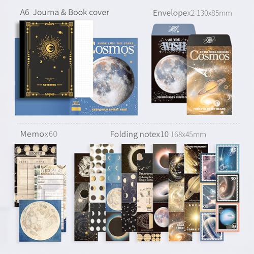 The AutoStory Space Scrapbook Kit A6 Junk Journal Aesthetic Astronomy Stickers Dark Decorative Papers Washi Tape DIY Craft Art Diary Planner Supplies Galaxy Gift Teens (Cosmic Mystery, Black) - Image 2