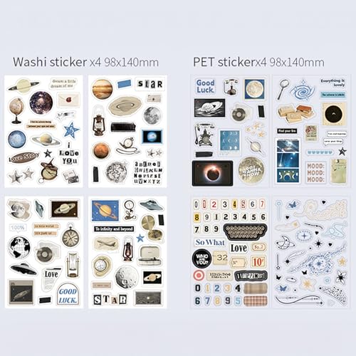 The AutoStory Space Scrapbook Kit A6 Junk Journal Aesthetic Astronomy Stickers Dark Decorative Papers Washi Tape DIY Craft Art Diary Planner Supplies Galaxy Gift Teens (Cosmic Mystery, Black) - Image 3