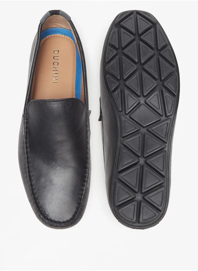 دوتشيني Men's Solid Slip-On Moccasins