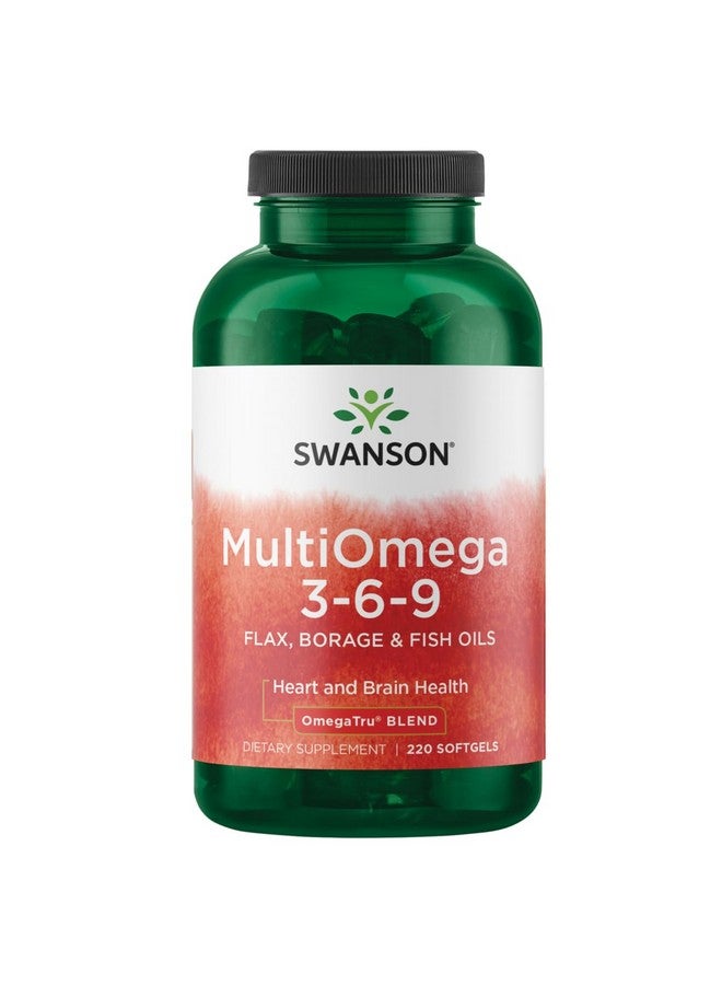 Swanson MultiOmega 3-6-9 - Non-GMO Flax Oil, Borage Oil, & Fish Oil Capsules - Essential Fatty Acids Supporting Cardiovascular Health & Brain Health - (220 Softgels, 2400mg Serving) - Image 1