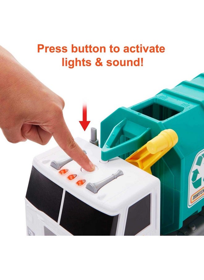 MATCHBOX Matchbox 15-inch Recycling Truck, Lights & Sounds, Toy Cards for Kids Made from 80% ISCC-Certified Plastic* (*Mass Balance Approach)  - Image 4
