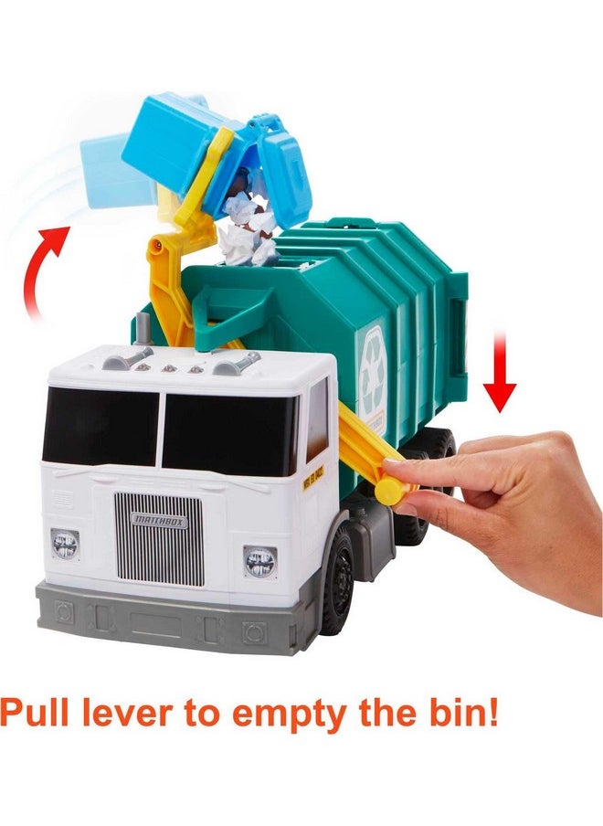 MATCHBOX Matchbox 15-inch Recycling Truck, Lights & Sounds, Toy Cards for Kids Made from 80% ISCC-Certified Plastic* (*Mass Balance Approach)  - Image 5