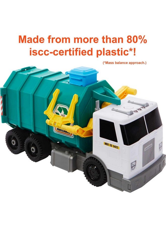 MATCHBOX Matchbox 15-inch Recycling Truck, Lights & Sounds, Toy Cards for Kids Made from 80% ISCC-Certified Plastic* (*Mass Balance Approach)  - Image 3