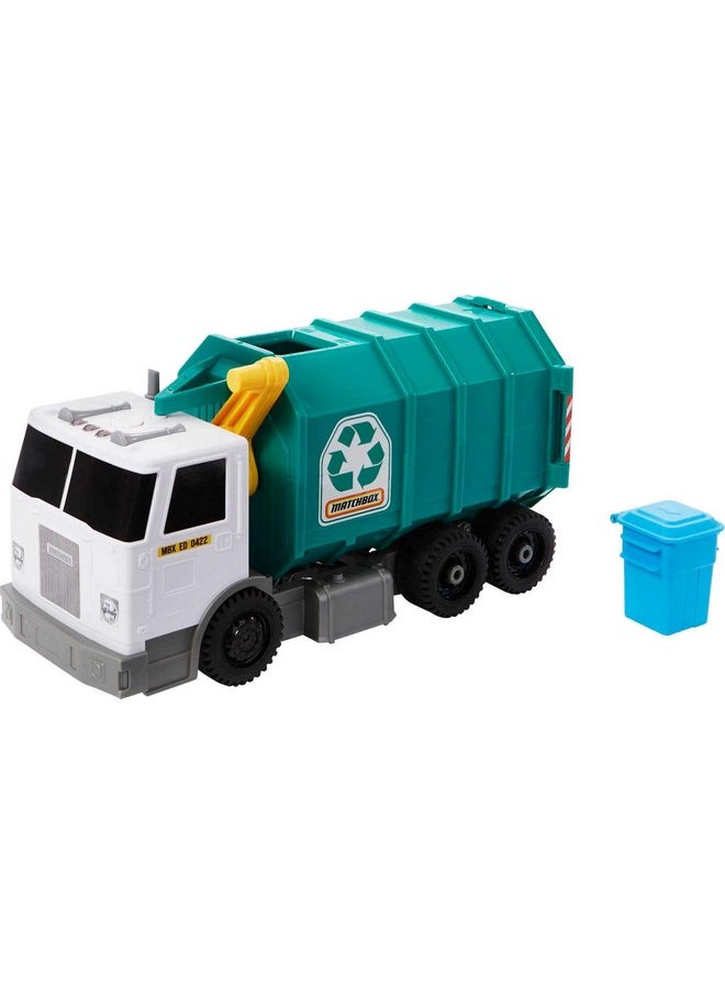 MATCHBOX Matchbox 15-inch Recycling Truck, Lights & Sounds, Toy Cards for Kids Made from 80% ISCC-Certified Plastic* (*Mass Balance Approach)  - Image 1