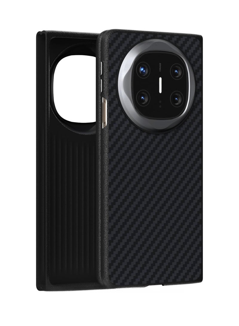 Aookay Compatible with Huawei Mate X6 Case, Built-in Invisible Magnetic, 6D Micro-relief Carbon Fiber Texture Protective Cover for Huawei Mate X6 5G (Black)  - Image 1
