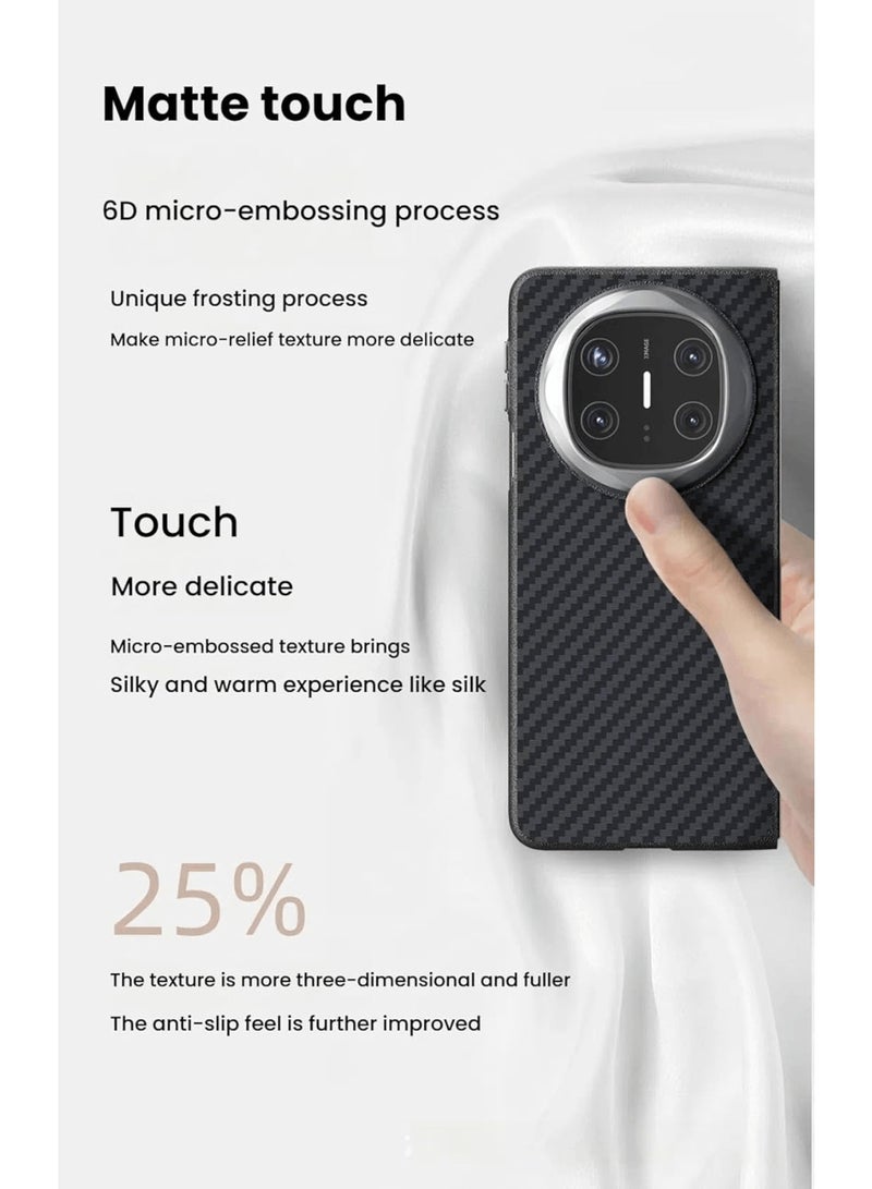 Aookay Compatible with Huawei Mate X6 Case, Built-in Invisible Magnetic, 6D Micro-relief Carbon Fiber Texture Protective Cover for Huawei Mate X6 5G (Black)  - Image 2