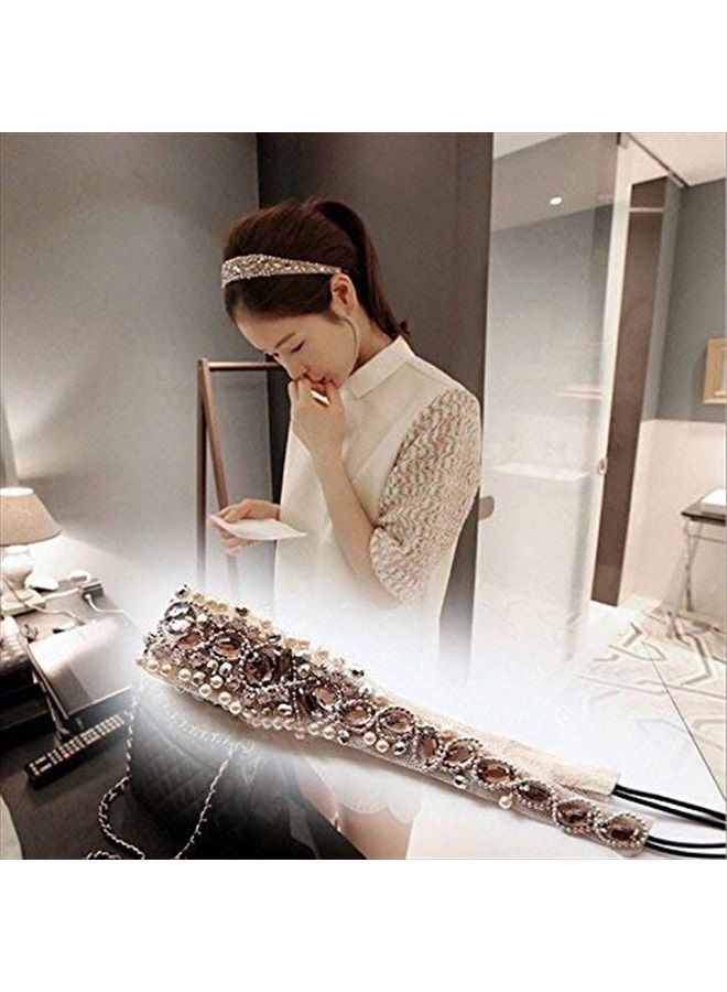 Tvoip Handmade Rhinestone Crystal Bohemia Stylish Crystal Beaded Elastic Fashion Headband (Pack of 1) - Image 4