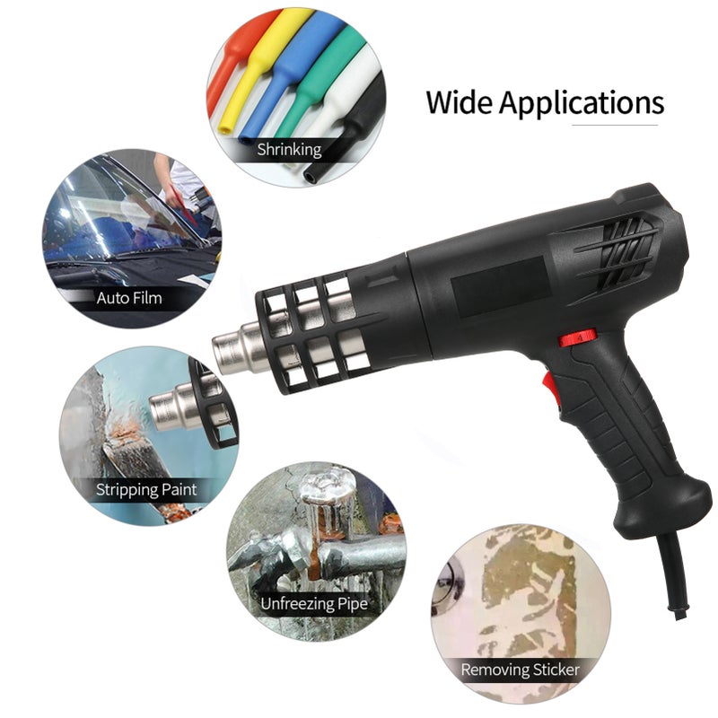 Hot Air Machine 1600-2000W Hot Air Heating Machine Kit with Dual Temperature Setting (122℉~1012℉) Fast Heating Tool with 4 Nozzles for Crafts Shrink Tubing Wrapping Stripping Paint Epoxy Resin - Image 2