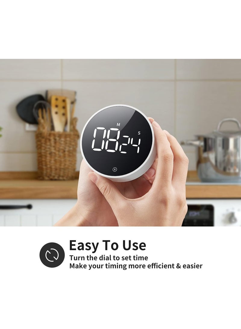 Digital LED Kitchen Timer with Magnetic Base, 3-Level Adjustable Volume Loud Alarm, Countdown & Countup Timer, Easy Operation for Kids & Elderly, Batteries Included – White - Image 4