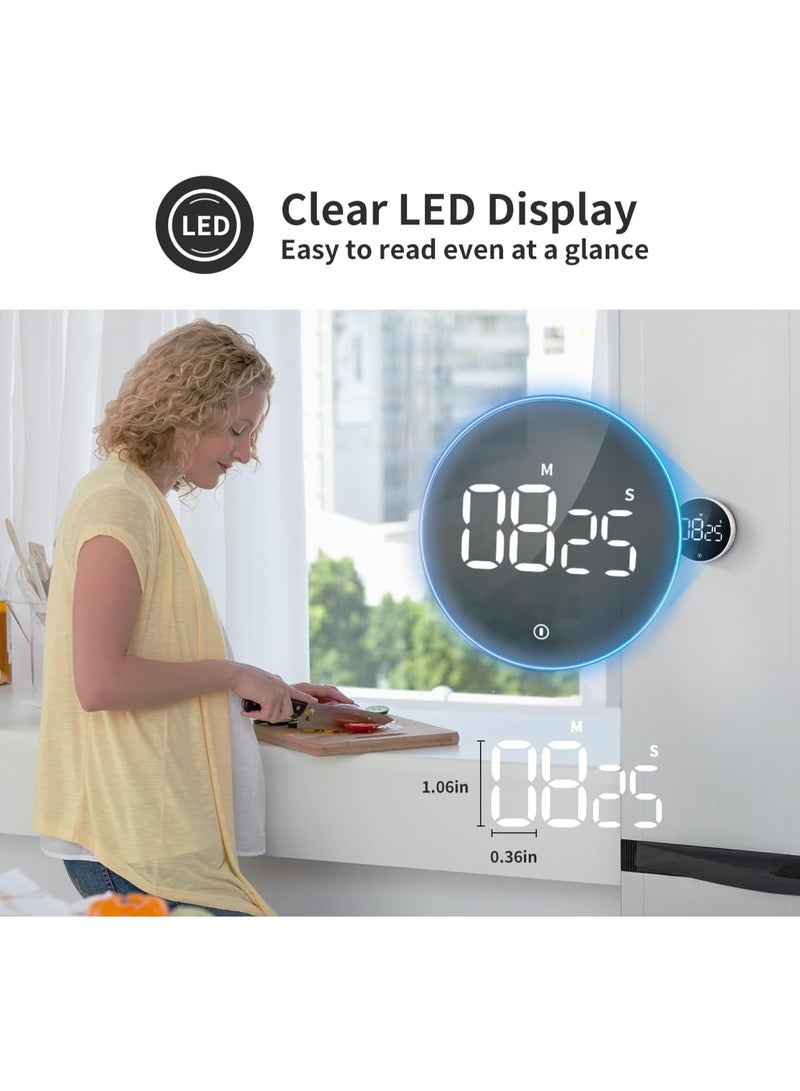Digital LED Kitchen Timer with Magnetic Base, 3-Level Adjustable Volume Loud Alarm, Countdown & Countup Timer, Easy Operation for Kids & Elderly, Batteries Included – White - Image 3