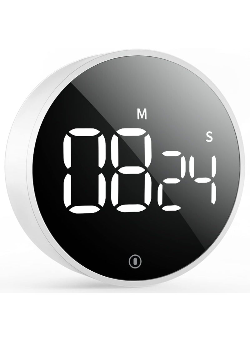 Digital LED Kitchen Timer with Magnetic Base, 3-Level Adjustable Volume Loud Alarm, Countdown & Countup Timer, Easy Operation for Kids & Elderly, Batteries Included – White - Image 1