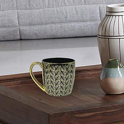 Lvook Premium Bone China Tea Cup Black Gold Check Coffee Mug and Set o f-6 (Color-Gold&Black) Size-200 ml - Image 2