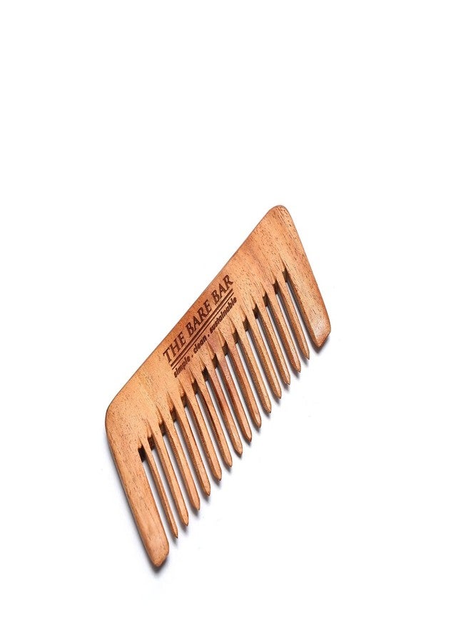 The Bare Bar Organic Wide Tooth Neem Wooden Comb Pack of 2 For Women Hair Growth | Neem Wood Kangi Hair Comb For Women & Men | Handmade Wooden Hair Bamboo Comb - Premium Kachi Neem Comb For Hair Growth - Image 3