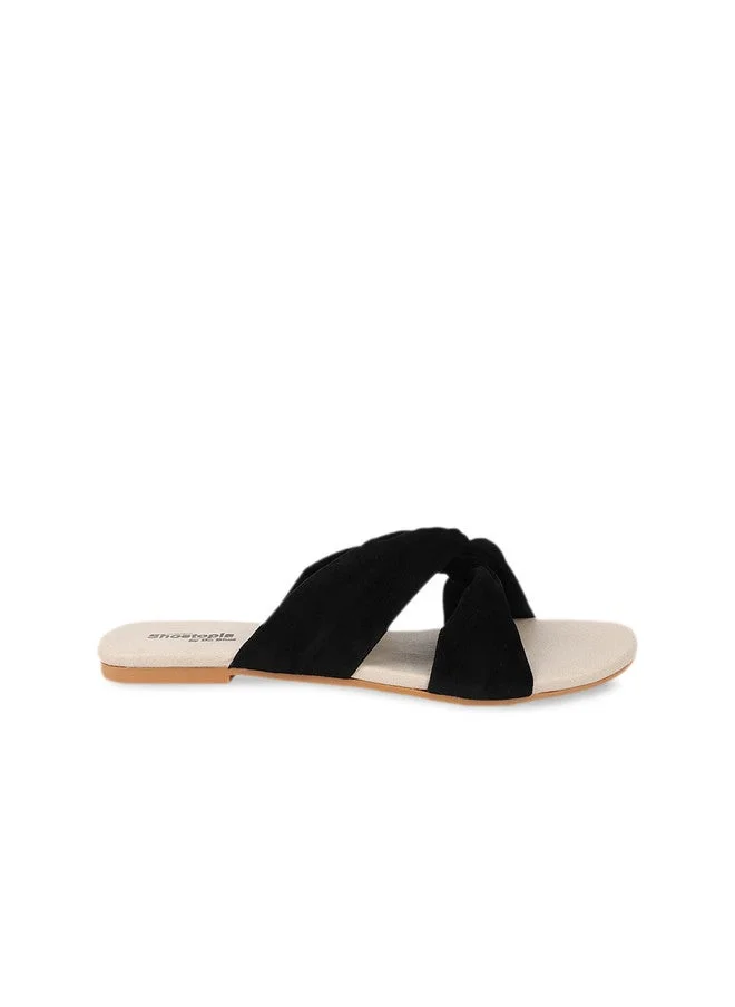 شوتوبيا Shoetopia Girls Black Open Toe Flats with Bows