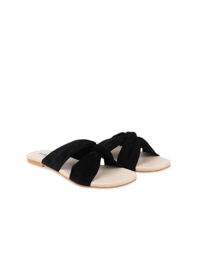 شوتوبيا Shoetopia Girls Black Open Toe Flats with Bows