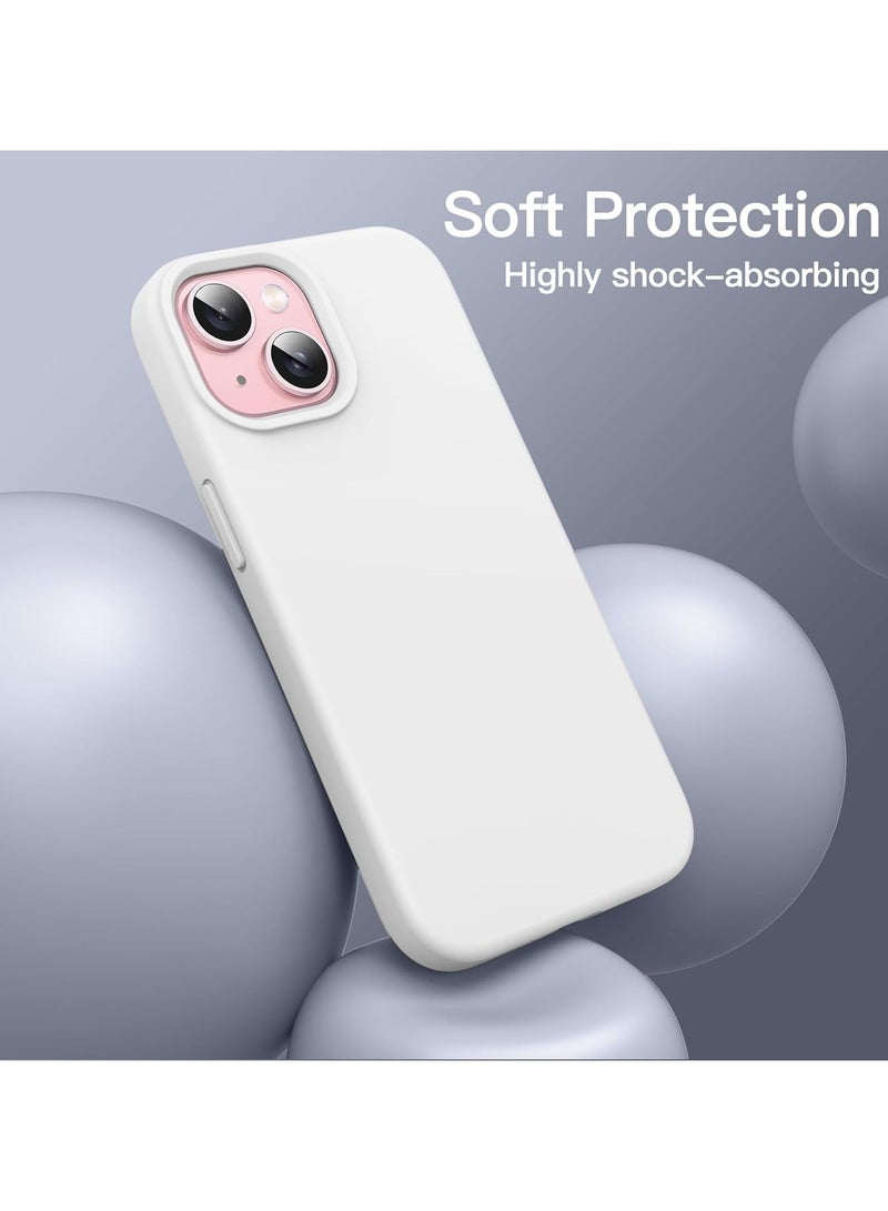 Compatible with iPhone 15 Plus/14 Plus Case 6.7 Inch Slim Liquid Silicone 4 Layers Soft Gel Rubber Shockproof Protective Phone Case with Anti Scratch Microfiber Lining (White) - Image 4