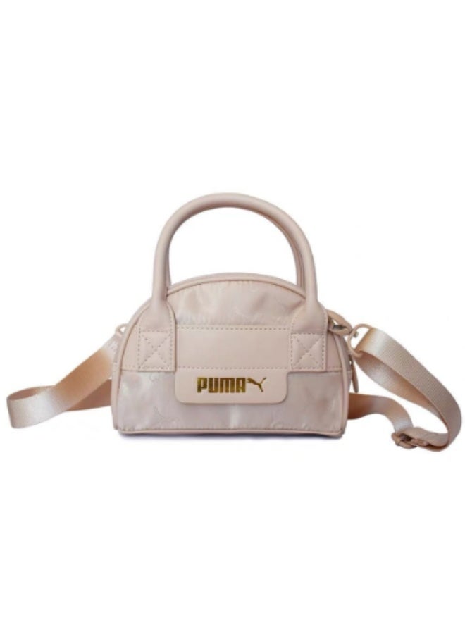 PUMA حقيبة يد صغيرة بيج من بومّا (شعار ذهبي معدني + حزامين حمل مزدوجين) - Image 1