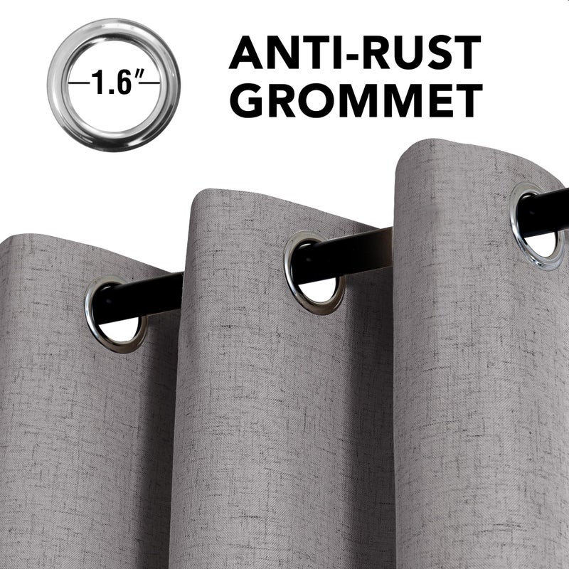 H.VERSAILTEX Linen Curtains 100% Blackout Curtains for Bedroom 96 inch Long Full Light Blocking Nature Linen Blended Window Curtains for Living Room Nickel Grommet (2 Panels  Heathered Dove) - Image 3