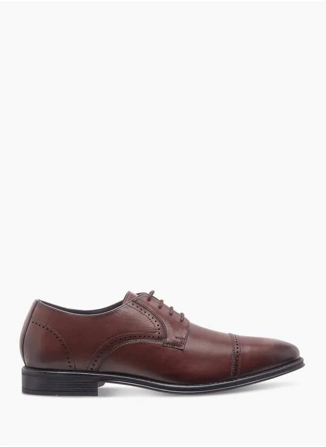 DUCHINI Men's Textured Derby Shoes with Lace-Up Closure