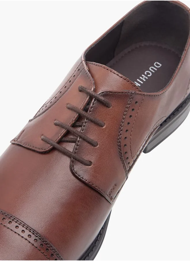 DUCHINI Men's Textured Derby Shoes with Lace-Up Closure