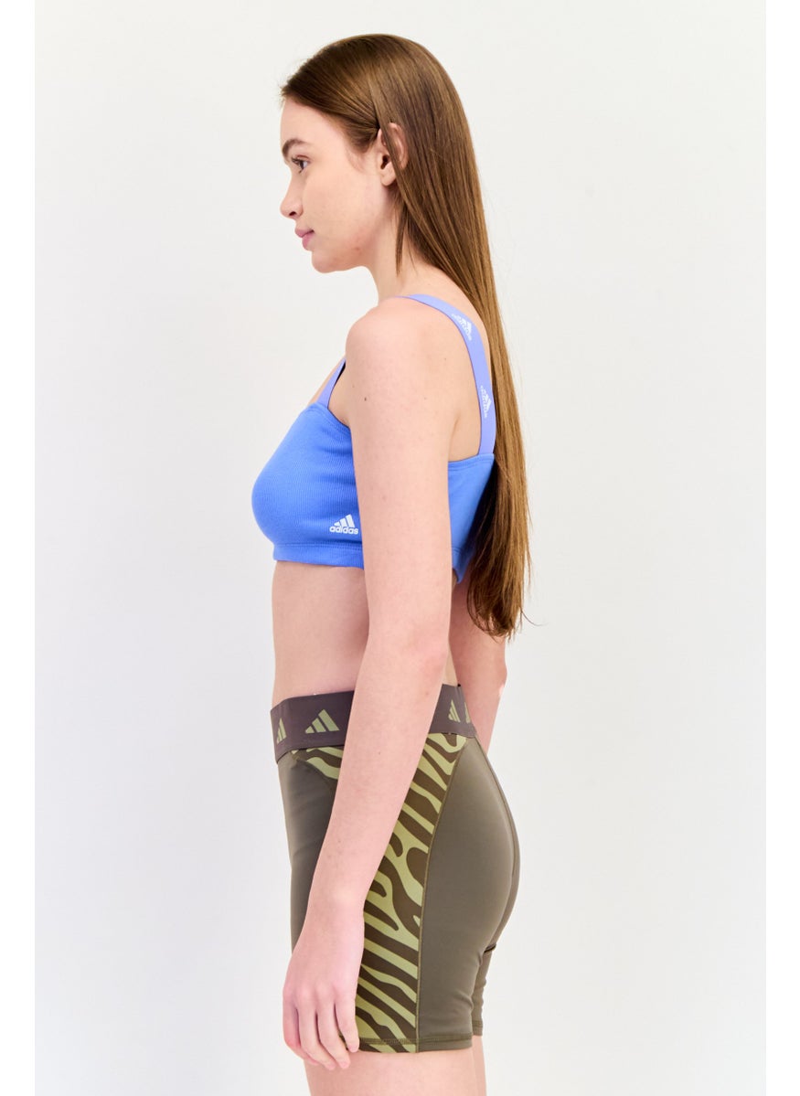 Adidas Women Brand Logo Non Padded Training Bralette, Blue  - Image 2