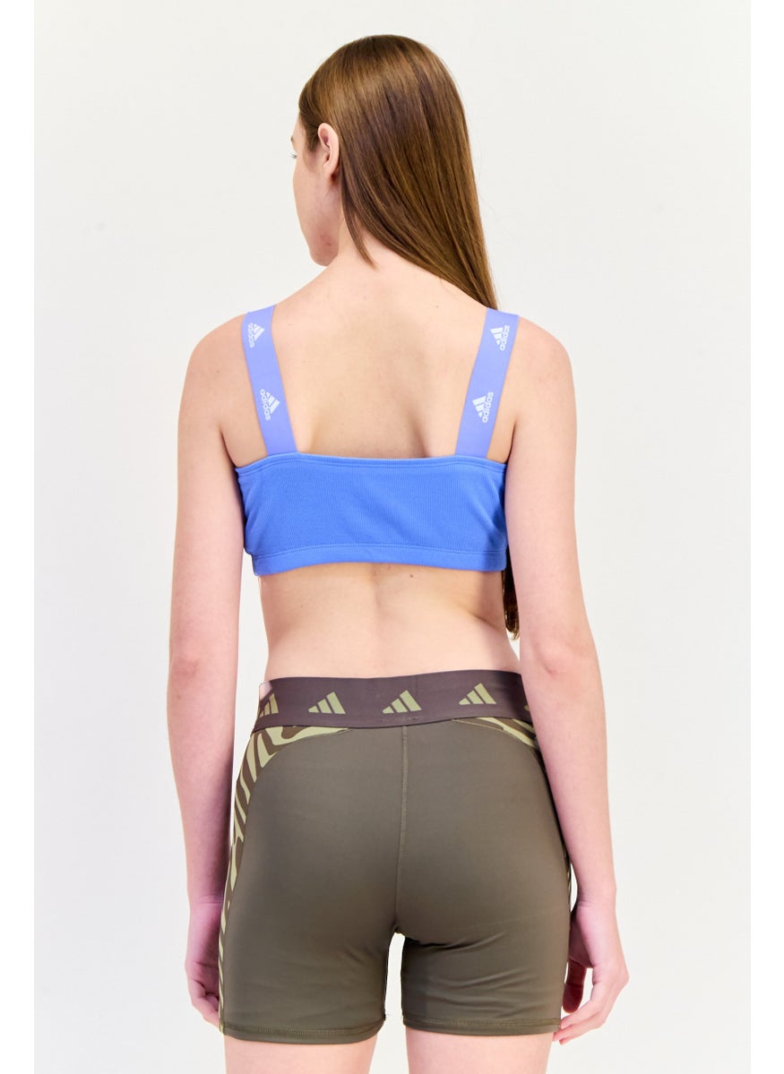 Adidas Women Brand Logo Non Padded Training Bralette, Blue  - Image 3