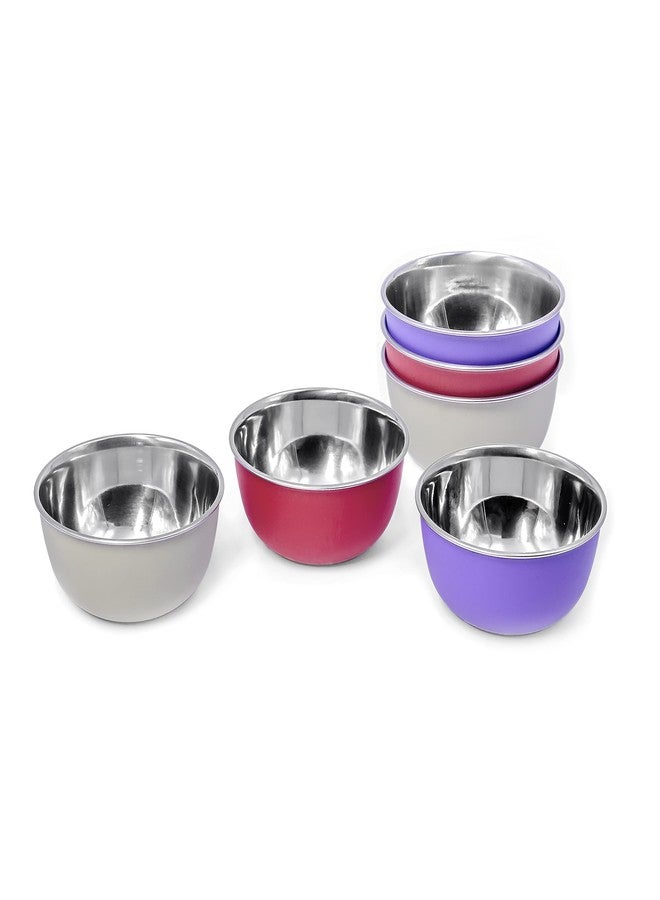 Bowl Fiery أوعية فيري المصنوعة من الفولاذ المقاوم للصدأ، آمنة للاستخدام في الميكروويف، طقم من 6 قطع (متعددة الألوان، 12 سم، طقم من 6 قطع)، سعة 300 مل - Image 1