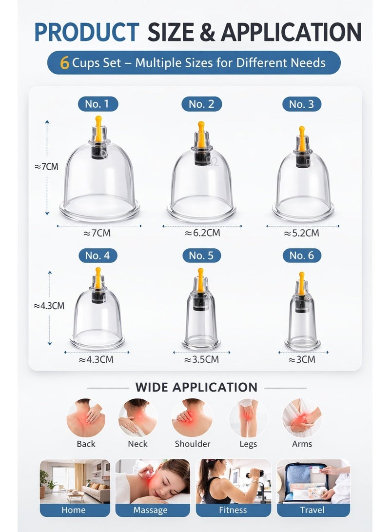 سيسلي جهاز حجامة كهربائي جهاز كاسات هوائية كهربائي طقم حجامة منزلي قابل للشحن، 5 مستويات شفط مع خرطوم تمديد 65 سم ومضخة ضغط سلبي و12 كوب للعناية بالرقبة والظهر والخصر والساقين - Image 5