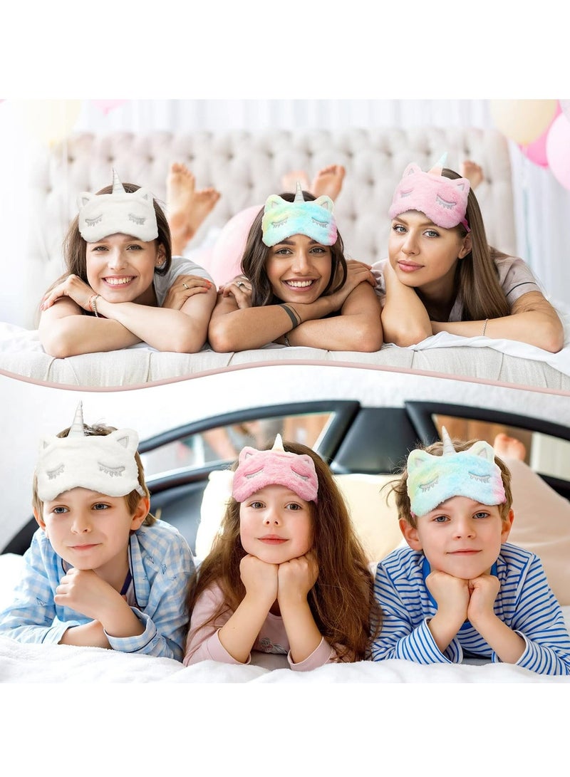 إسكدنيا 3 قطع من أغطية عيون القطط القطيفة، أغطية عيون القطط القطيفة الناعمة للنوم بألوان مختلطة (وردي، أبيض) للأطفال، الفتيات، الكبار، السفر - Image 5