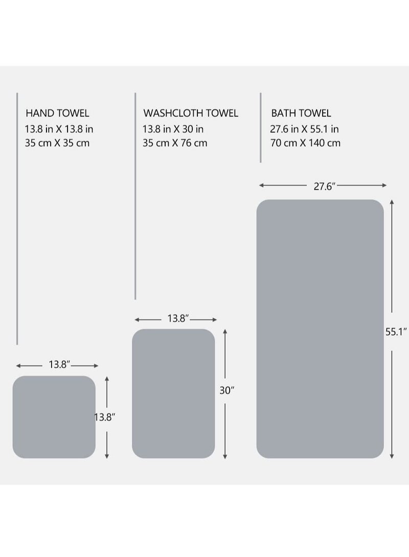 مجموعة مناشف قطنية مخططة - مناشف استحمام خفيفة الوزن سريعة التجفيف فائقة النعومة، مناشف يد، وأقمشة غسيل بالأصفر والرمادي والأسود - مثالية للاستخدام في المنزل والسفر، عالية الامتصاص ومريحة - Image 5