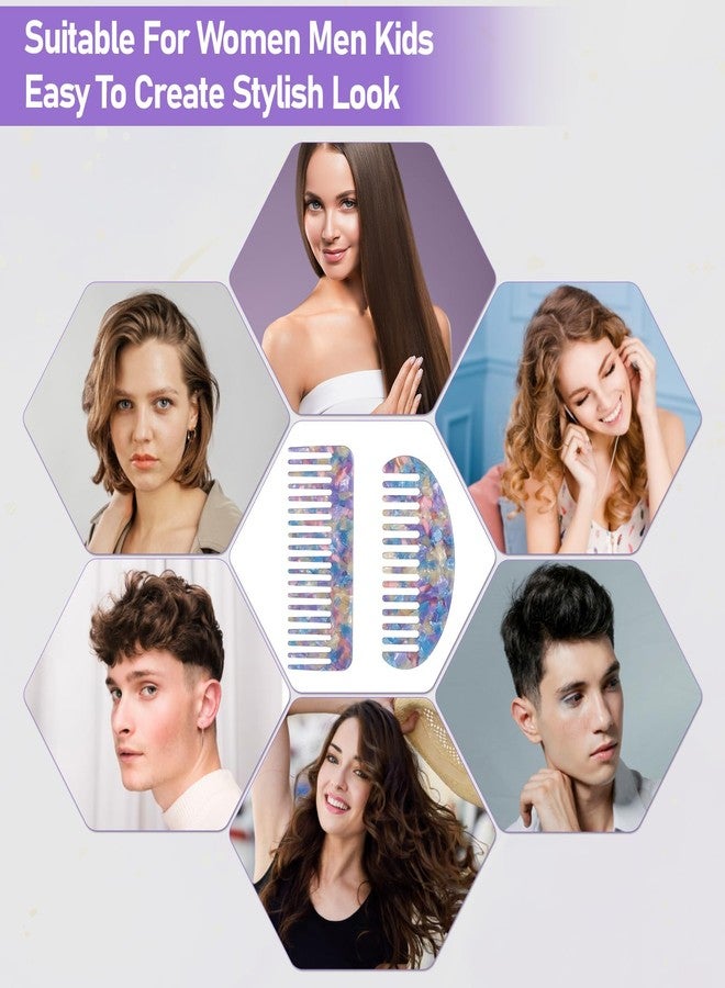 Larrel 2PCS Acetate Wide Tooth Comb, Tortoiseshell Wide Tooth Comb, 2 Shapes Detangling Combs for Women and Men, Acrylic Travel Combs for Bangs, Long, Curly, Thick, Thin, Wet and Dry Hair (Violet) - Image 4