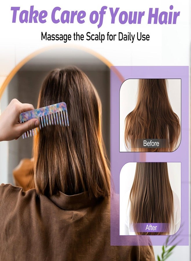 Larrel 2PCS Acetate Wide Tooth Comb, Tortoiseshell Wide Tooth Comb, 2 Shapes Detangling Combs for Women and Men, Acrylic Travel Combs for Bangs, Long, Curly, Thick, Thin, Wet and Dry Hair (Violet) - Image 3
