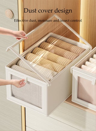 3-piece foldable wardrobe storage box, clothing storage and organizing box, with visible transparent lid for easy searching, washable with fixed handle storage box, used for storing clothing and toys - view 5