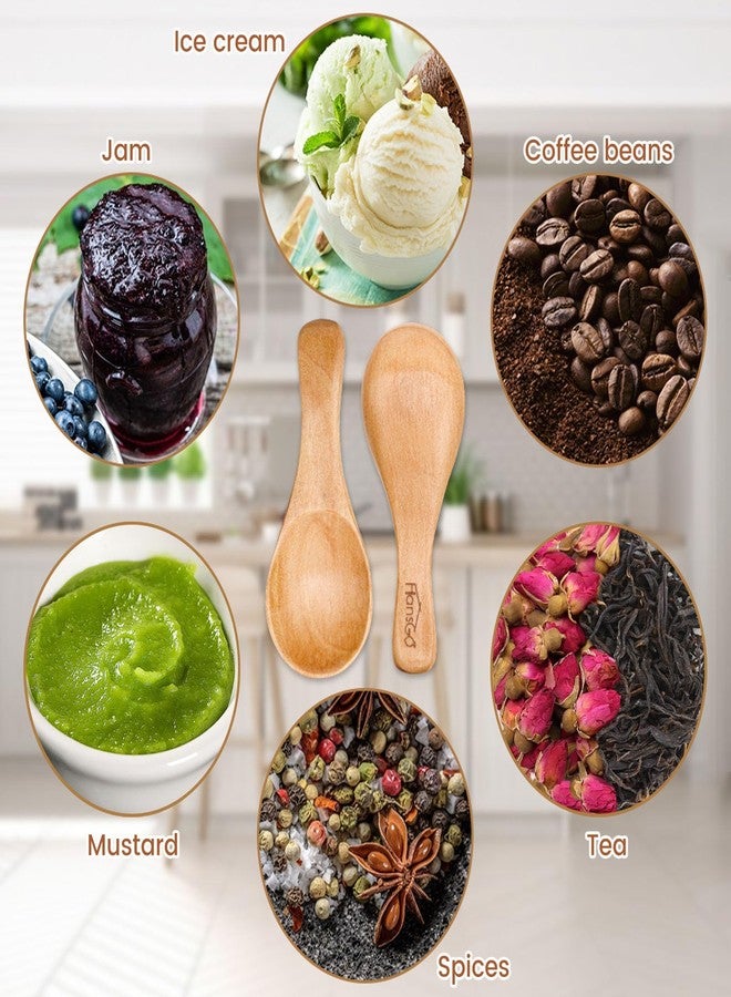 هانزغو مجموعة هانزجو من 10 ملاعق خشبية صغيرة، بطول 3 بوصات، مثالية لبرطمانات التوابل، والملح، والحبوب، والسكر، والقهوة، والعسل، والحلويات، والشاي. ملاعق شاي خشبية صغيرة للمطبخ، هدية مثالية ومناسبة لإضافتها إلى هدايا المطبخ. - Image 4