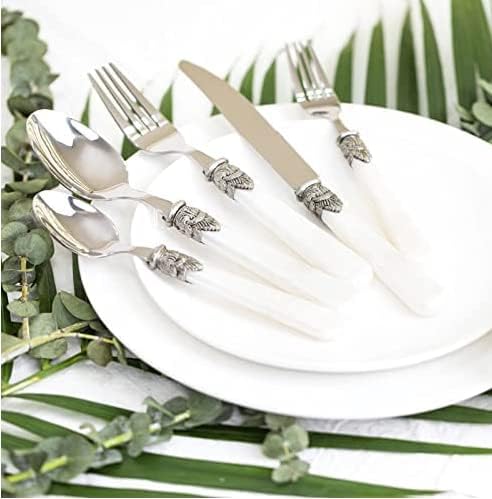 CATHYLIN 20 pieces Stainless Steel Vintage Flatware Sets With White HanldSilverware Set For 4Dishware Safe20 White - Image 3
