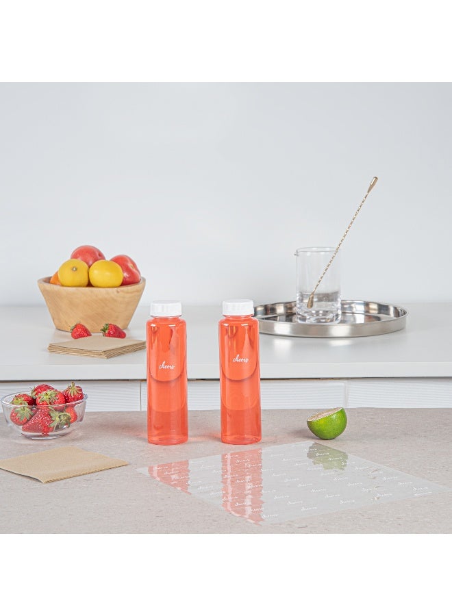 Restaurantware Label Tek 1.9 x 1 Inch Cheers Juice Bottle Labels, 100 Self-Adhesive Labels For Bottles - Resists Condensation, For Drink Pouches, Clear With White Font Plastic Water-Resistant Labels - Image 4