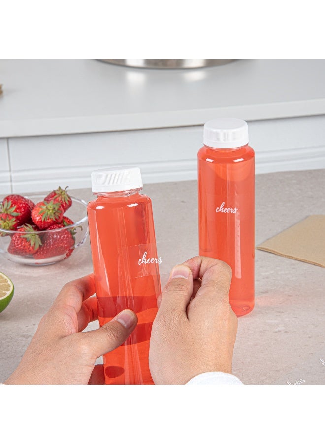 Restaurantware Label Tek 1.9 x 1 Inch Cheers Juice Bottle Labels, 100 Self-Adhesive Labels For Bottles - Resists Condensation, For Drink Pouches, Clear With White Font Plastic Water-Resistant Labels - Image 5