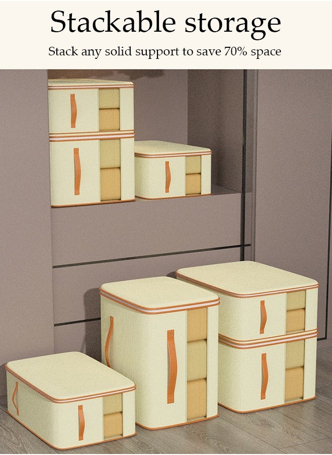 DUNISO 3 Piece Package Clothes Organizer Storage Box, Foldable Clothing Storing Bins, Large Capacity Cloth Container Reinforced Handle For Bedroom Livingroom  - Image 3
