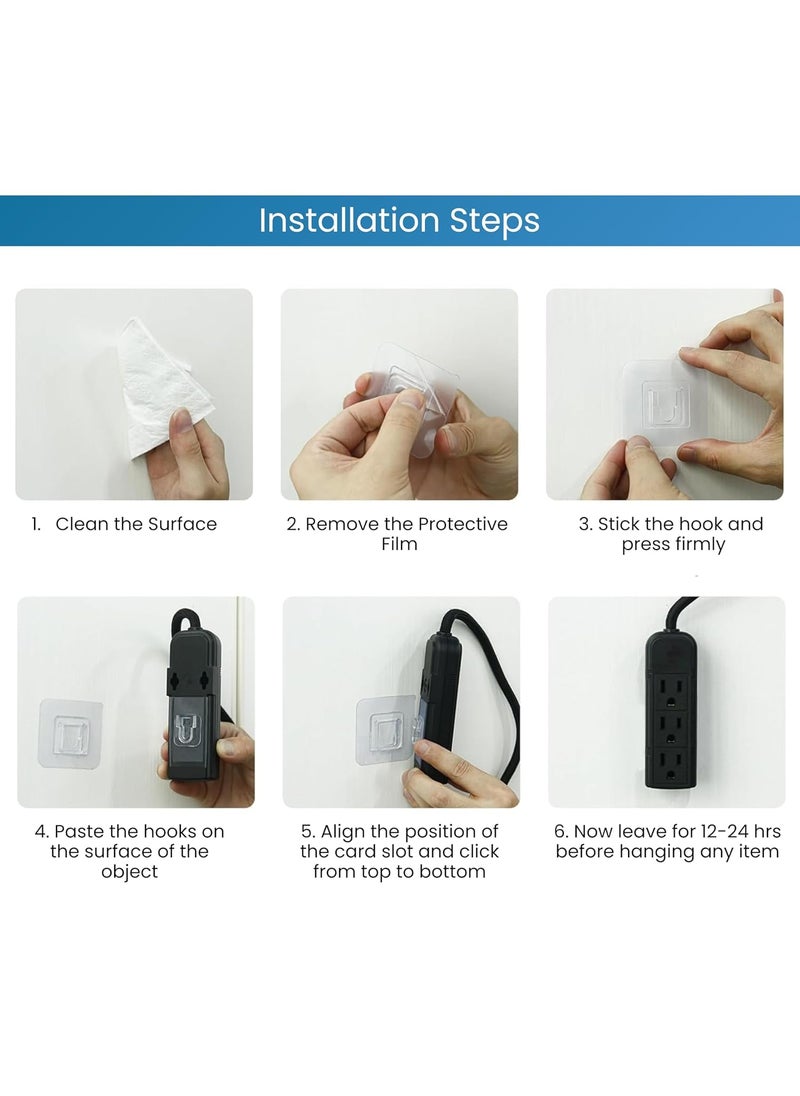 swenrix swenrix DoubleSided Self Adhesive MaleFemale Wall Hooks HeavyDuty NoDrill Transparent Sticker Hooks for Hanging Socket Box WiFi Router Bathroom Kitchen Home Male Female Hook 10 Pack  - Image 5