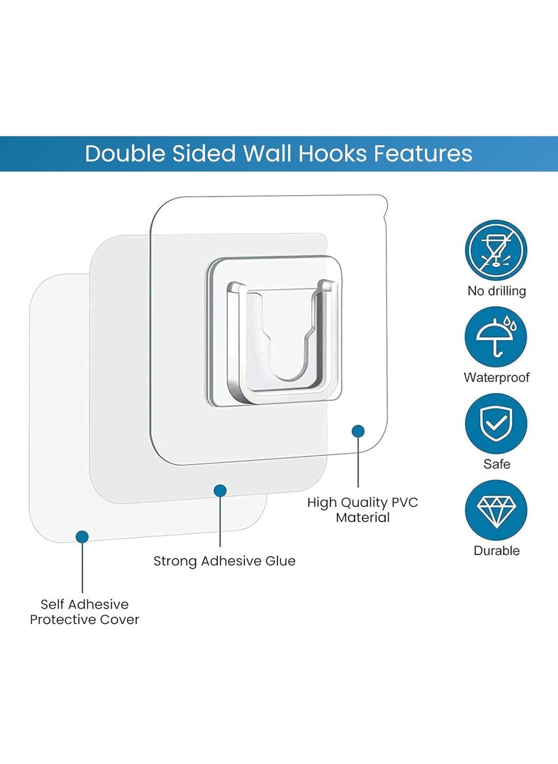 swenrix swenrix DoubleSided Self Adhesive MaleFemale Wall Hooks HeavyDuty NoDrill Transparent Sticker Hooks for Hanging Socket Box WiFi Router Bathroom Kitchen Home Male Female Hook 10 Pack  - Image 3