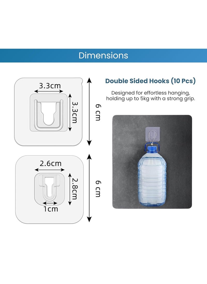 swenrix swenrix DoubleSided Self Adhesive MaleFemale Wall Hooks HeavyDuty NoDrill Transparent Sticker Hooks for Hanging Socket Box WiFi Router Bathroom Kitchen Home Male Female Hook 10 Pack  - Image 2